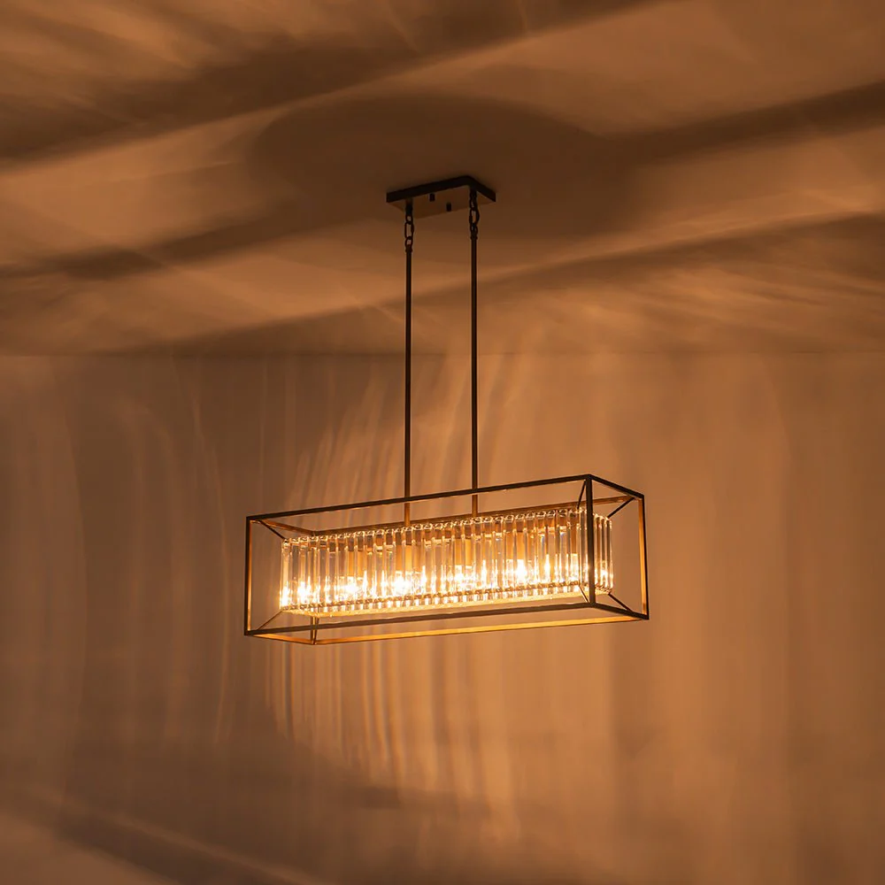 Vintage Italy Glam Crystal Rectangular Linear Chandelier - Image 10