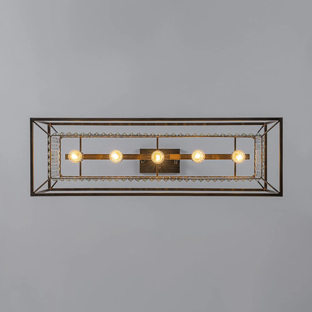 Vintage Italy Glam Crystal Rectangular Linear Chandelier - Image 11