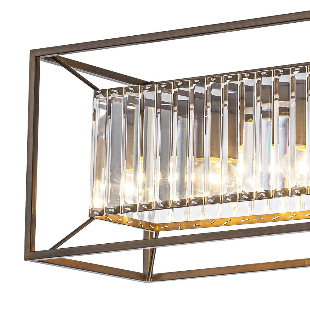 Vintage Italy Glam Crystal Rectangular Linear Chandelier - Image 12
