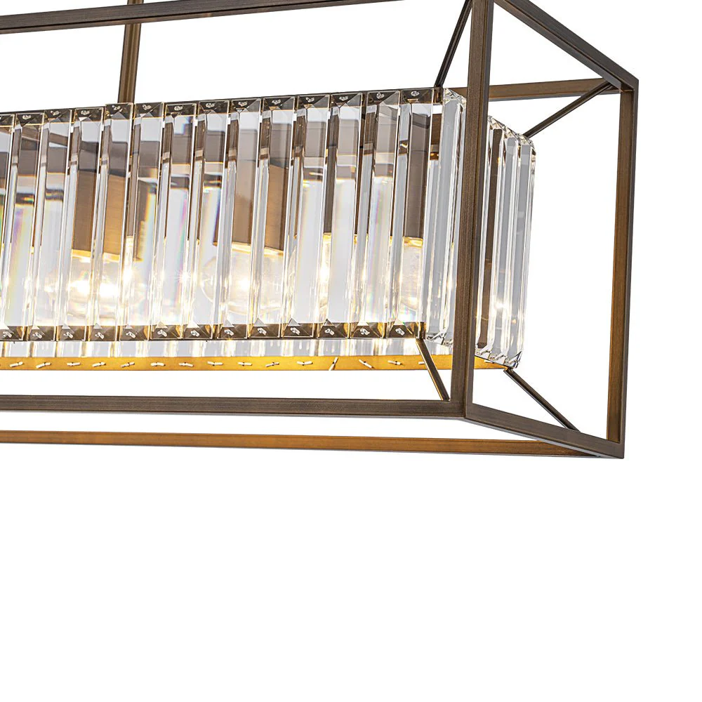 Vintage Italy Glam Crystal Rectangular Linear Chandelier - Image 13