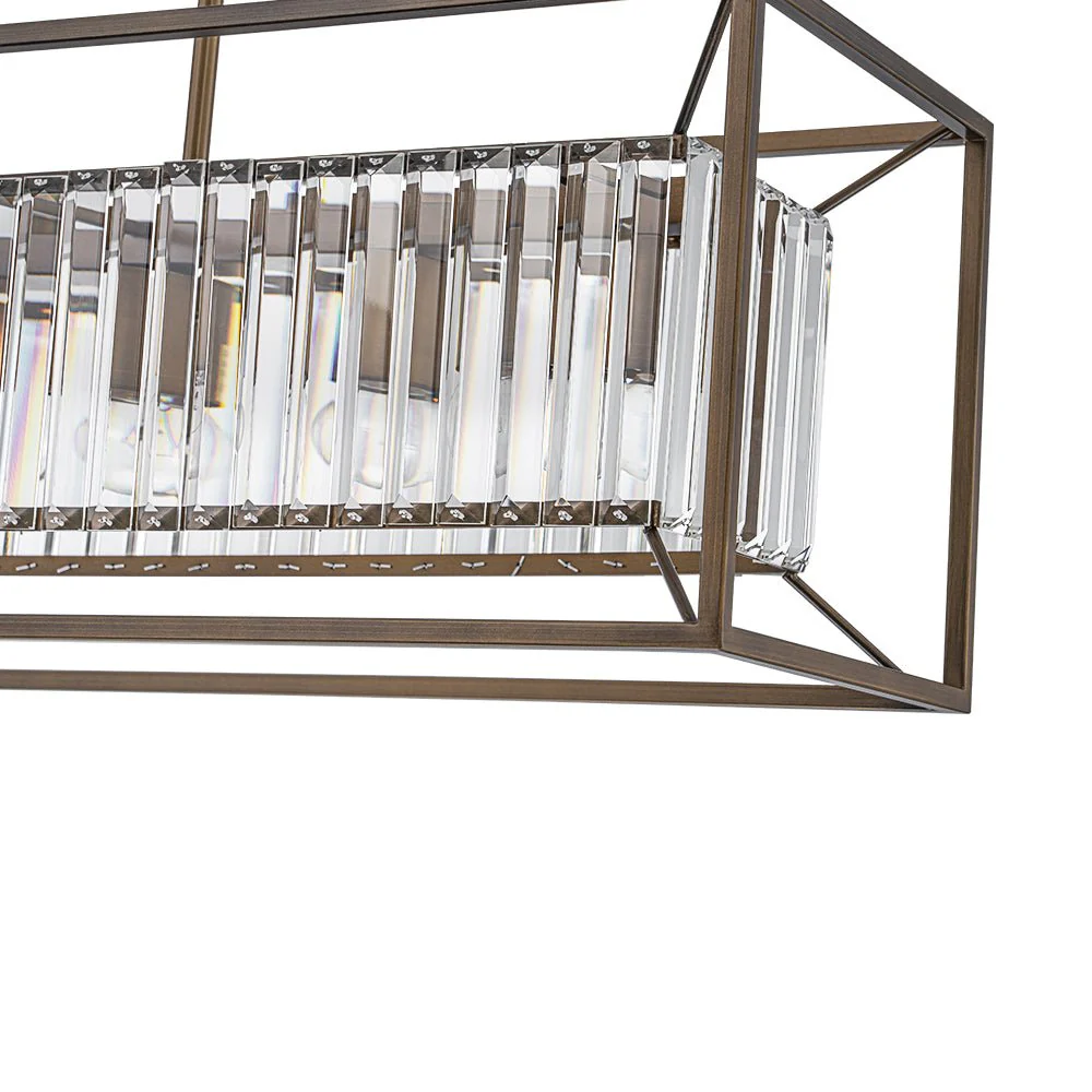 Vintage Italy Glam Crystal Rectangular Linear Chandelier - Image 14