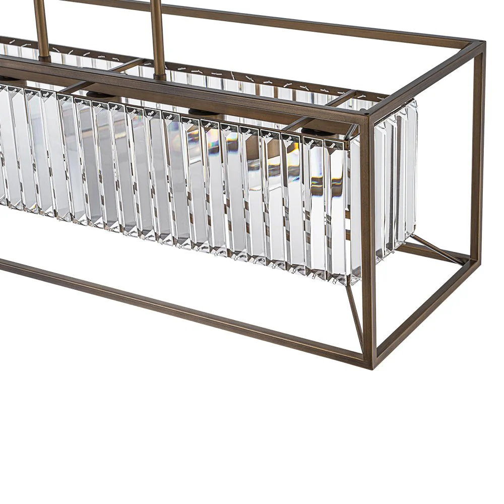 Vintage Italy Glam Crystal Rectangular Linear Chandelier - Image 15