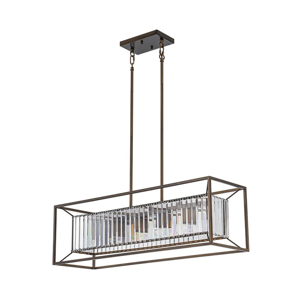 Vintage Italy Glam Crystal Rectangular Linear Chandelier - Image 2