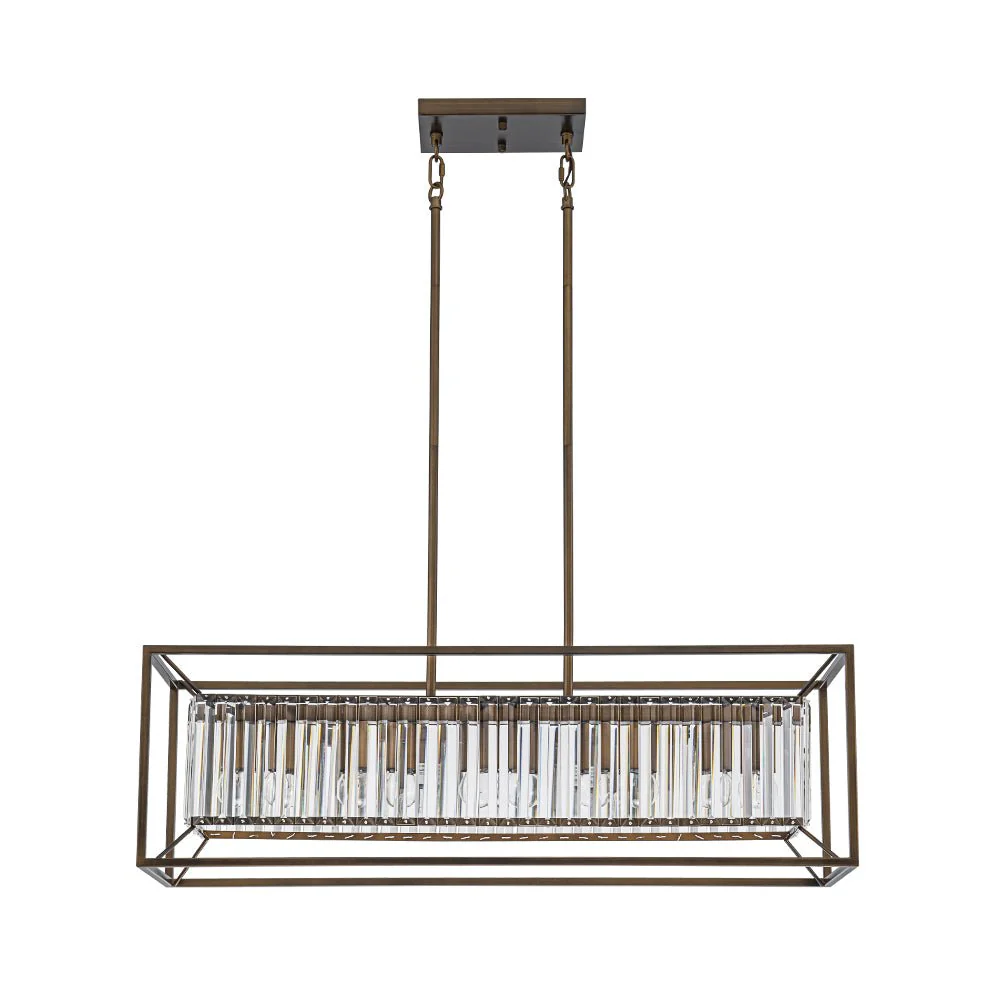 Vintage Italy Glam Crystal Rectangular Linear Chandelier - Image 3