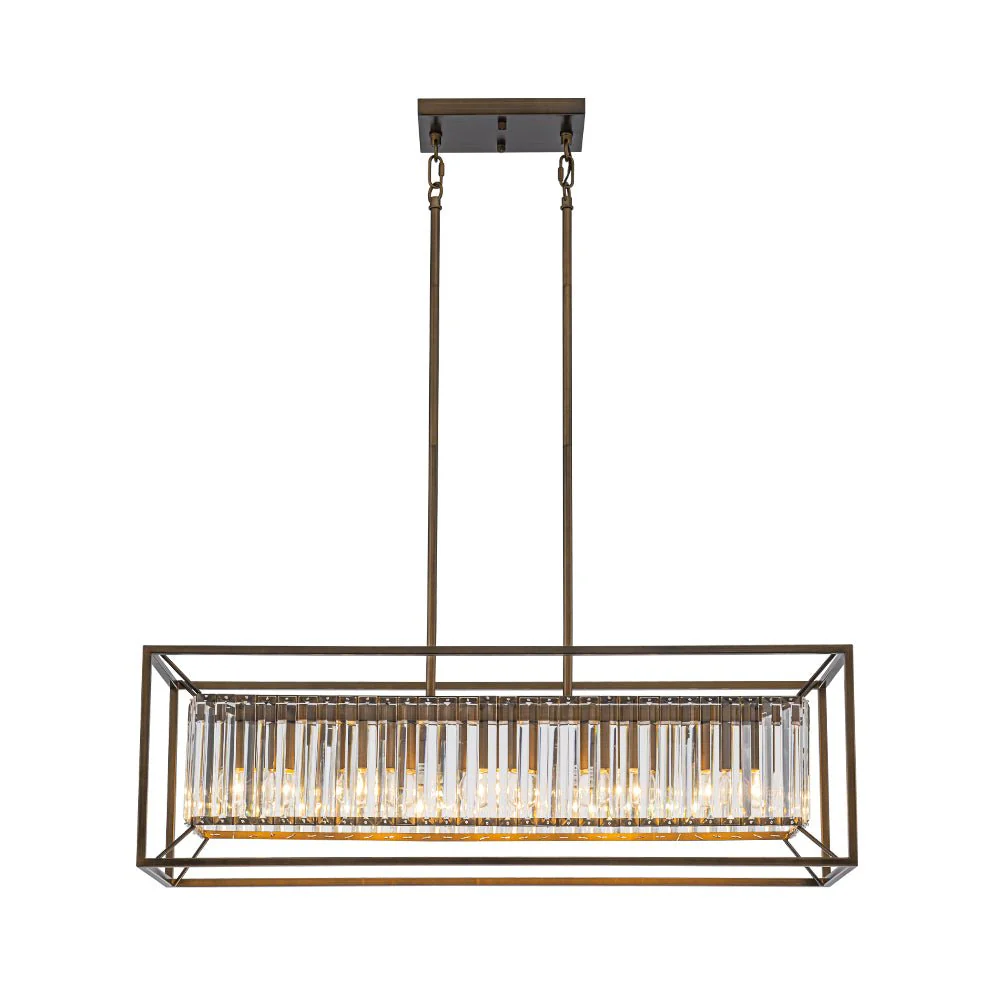 Vintage Italy Glam Crystal Rectangular Linear Chandelier - Image 4