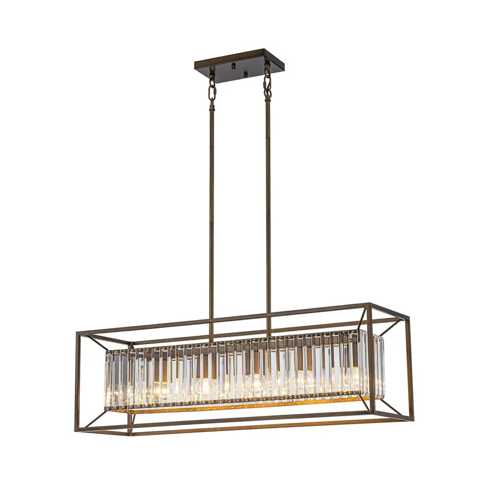 Vintage Italy Glam Crystal Rectangular Linear Chandelier - Image 5
