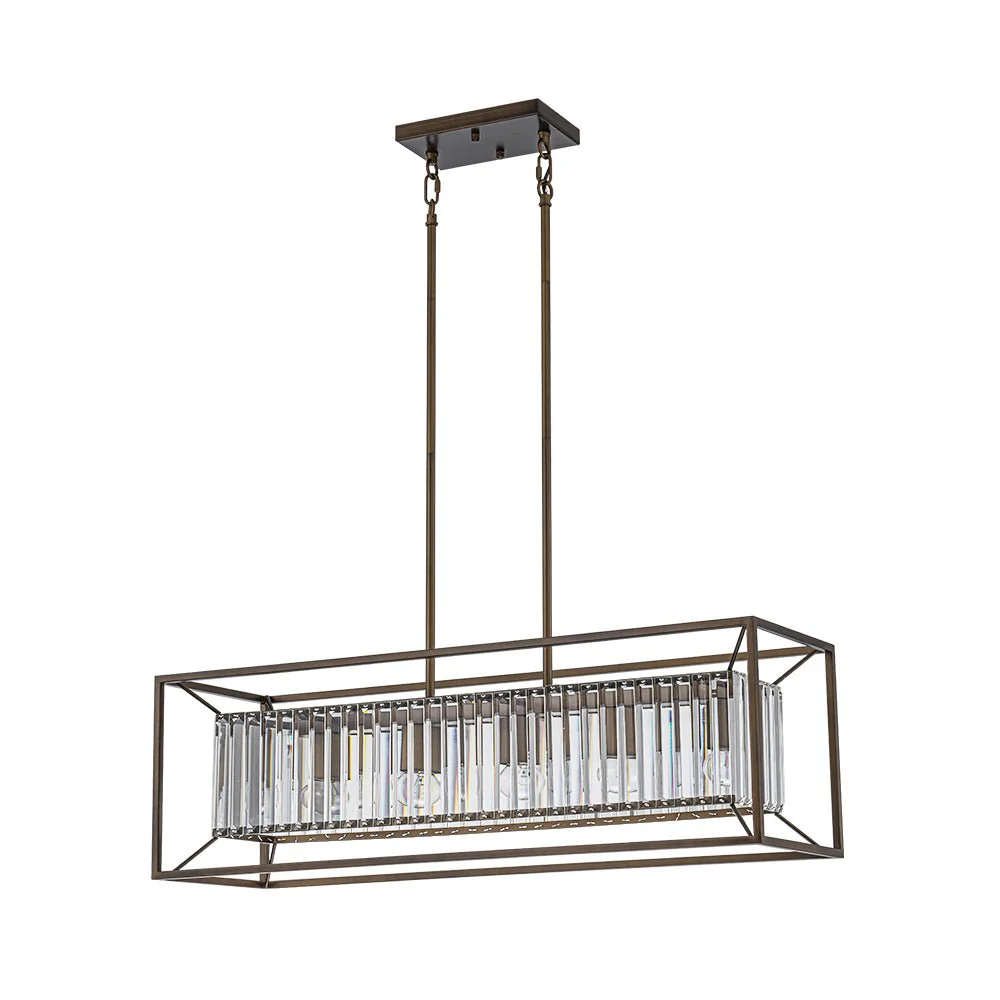 Vintage Italy Glam Crystal Rectangular Linear Chandelier - Image 6