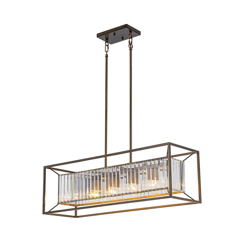 Vintage Italy Glam Crystal Rectangular Linear Chandelier - Image 7