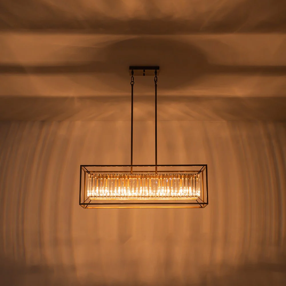 Vintage Italy Glam Crystal Rectangular Linear Chandelier - Image 9