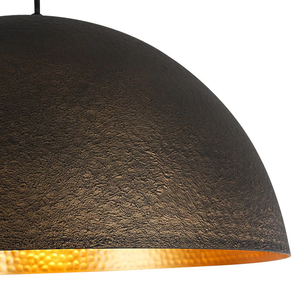 Vintage Luxe Black Gold Hammered Dome Pendant Light - Image 12