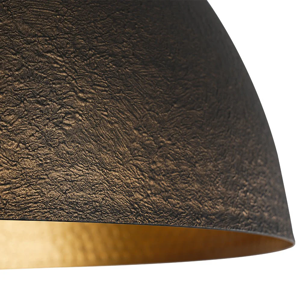 Vintage Luxe Black Gold Hammered Dome Pendant Light - Image 13