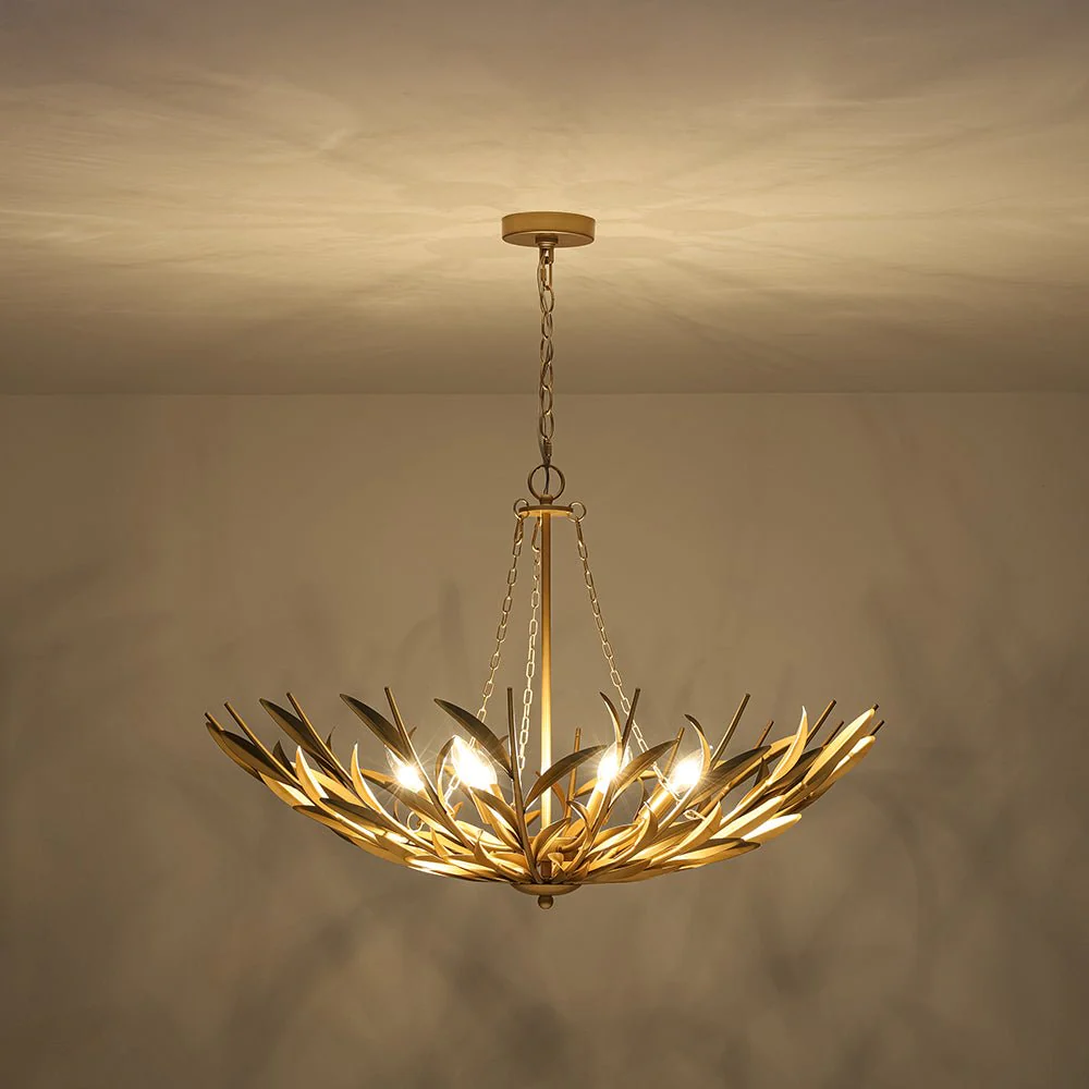 Vintage Luxe Gold Bloom Leaf Branch Oversized Basket Chandelier - Image 10