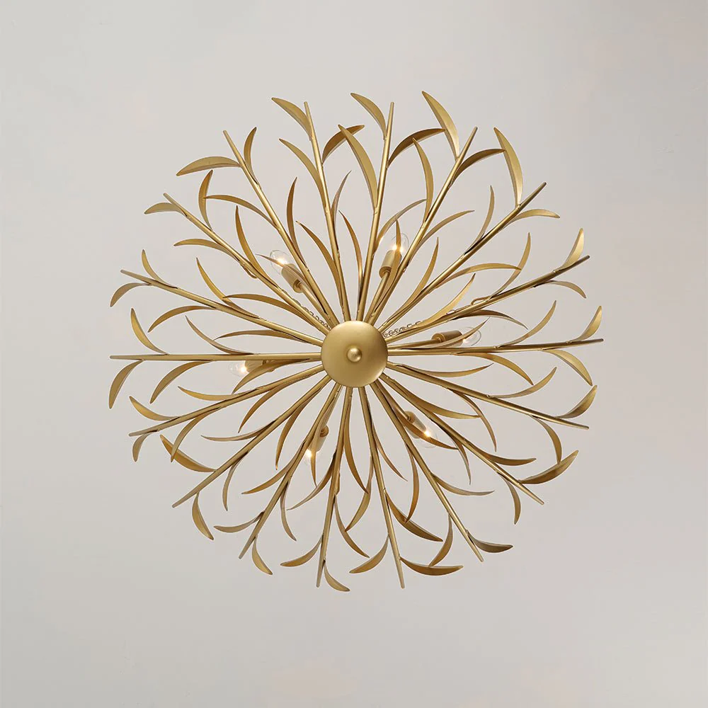 Vintage Luxe Gold Bloom Leaf Branch Oversized Basket Chandelier - Image 11