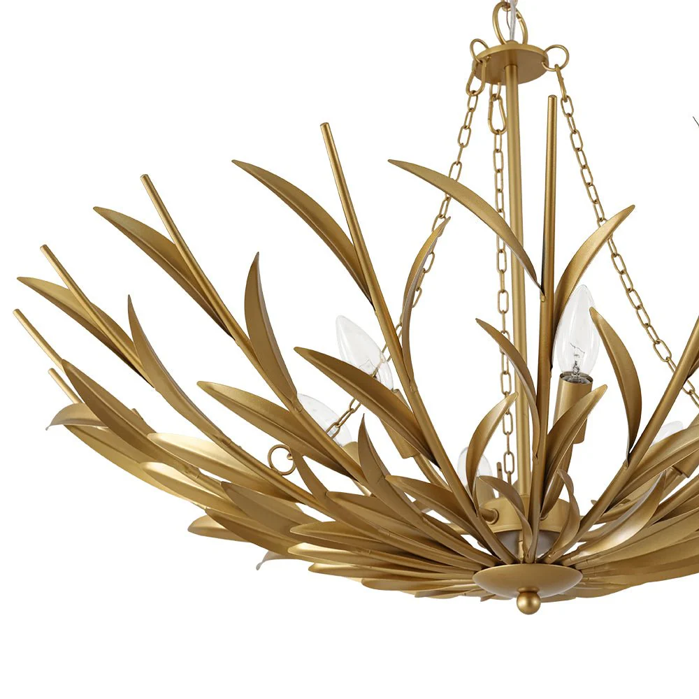 Vintage Luxe Gold Bloom Leaf Branch Oversized Basket Chandelier - Image 13