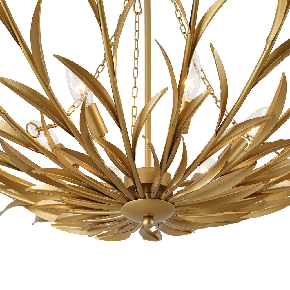 Vintage Luxe Gold Bloom Leaf Branch Oversized Basket Chandelier - Image 14