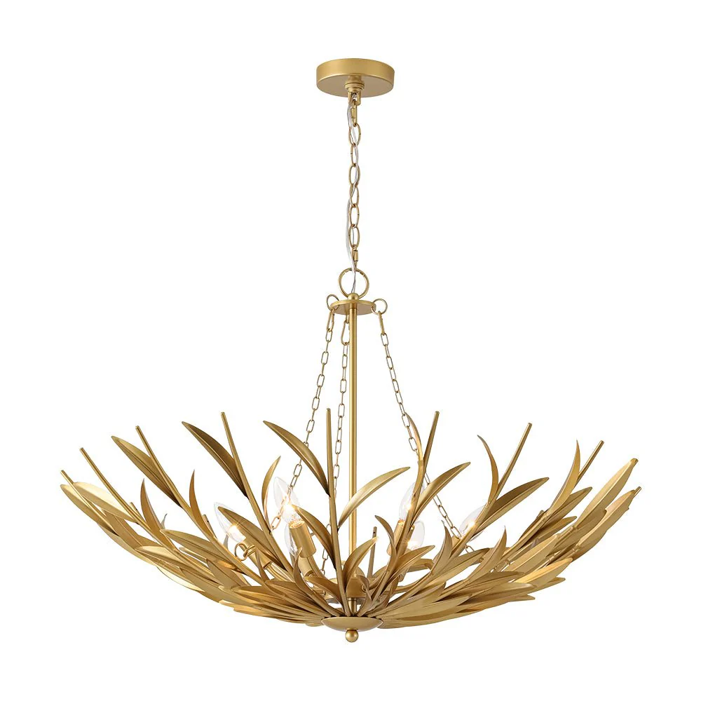 Vintage Luxe Gold Bloom Leaf Branch Oversized Basket Chandelier - Image 4