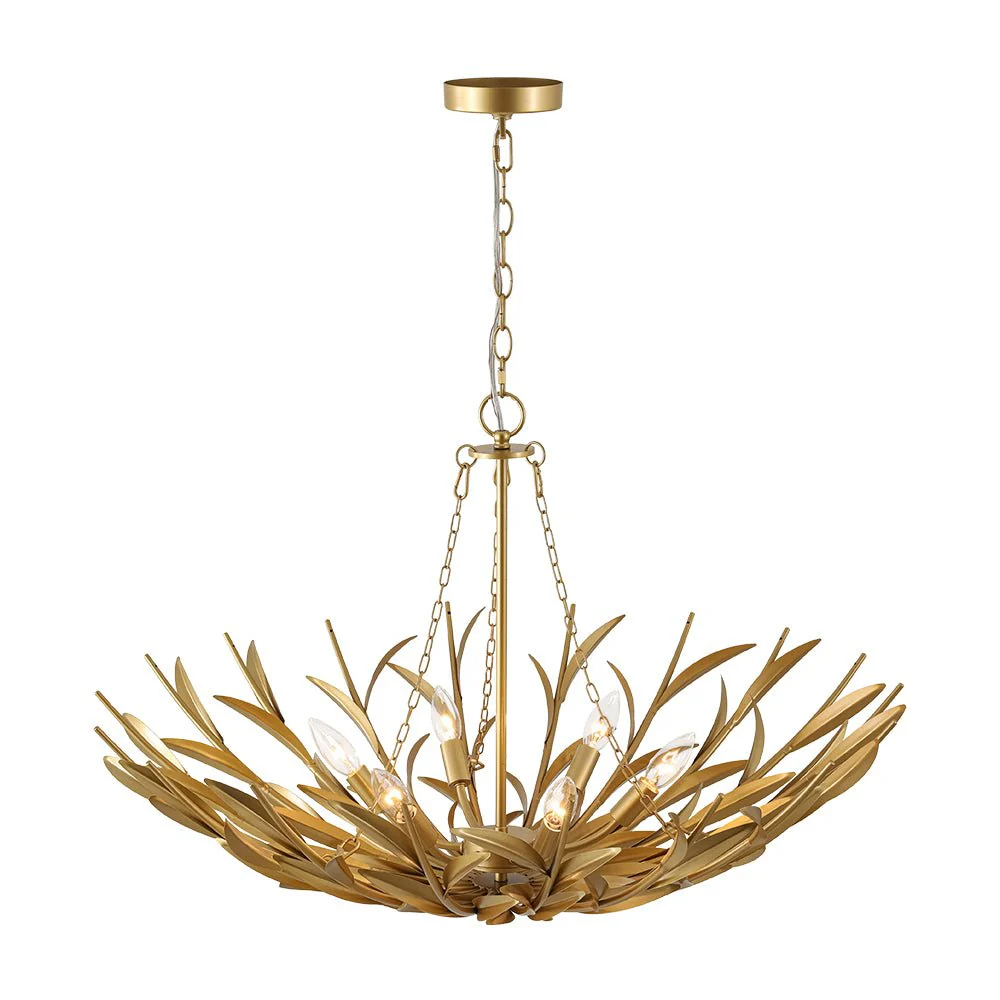Vintage Luxe Gold Bloom Leaf Branch Oversized Basket Chandelier - Image 7