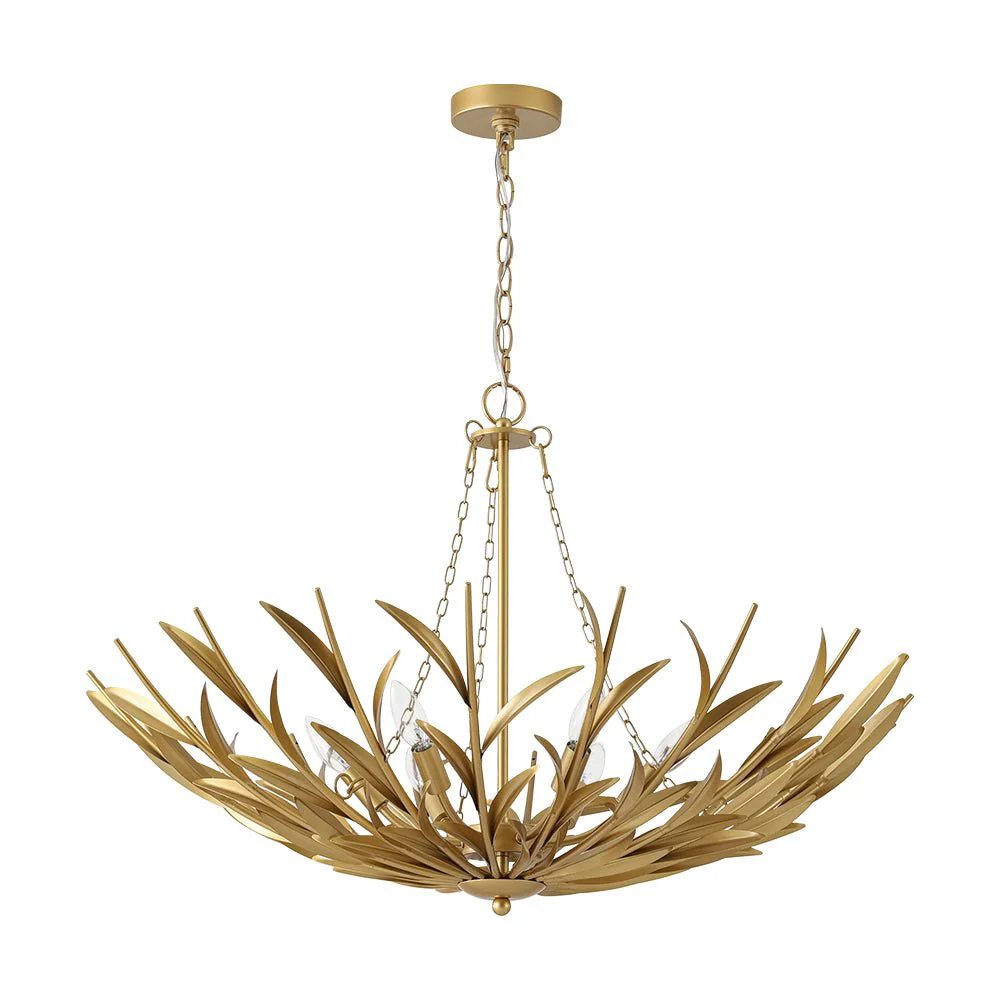 Vintage Luxe Gold Bloom Leaf Branch Oversized Basket Chandelier - Image 8