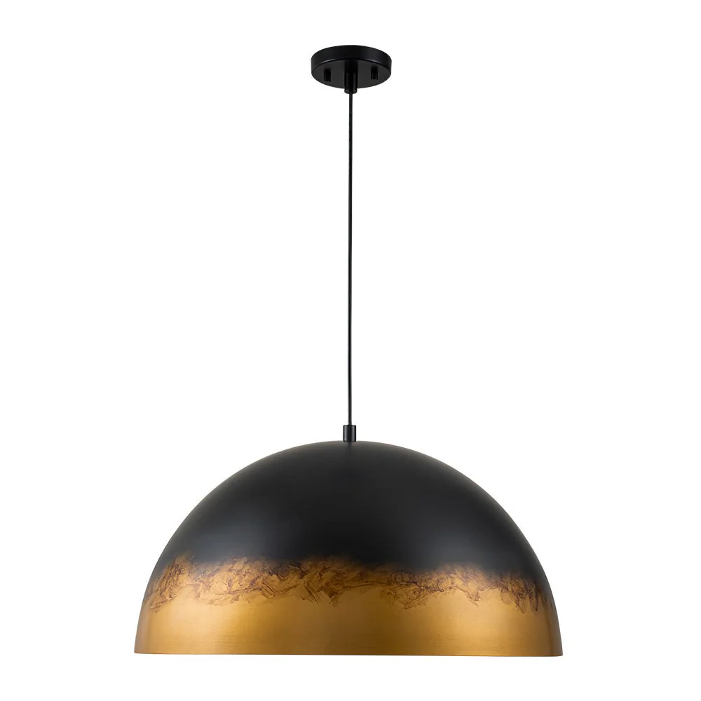 Vintage Luxe Gradient Black Gold Oversized Iron Dome Pendant - Image 3