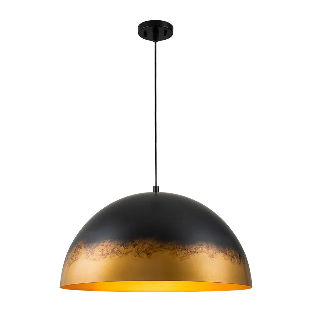 Vintage Luxe Gradient Black Gold Oversized Iron Dome Pendant - Image 4