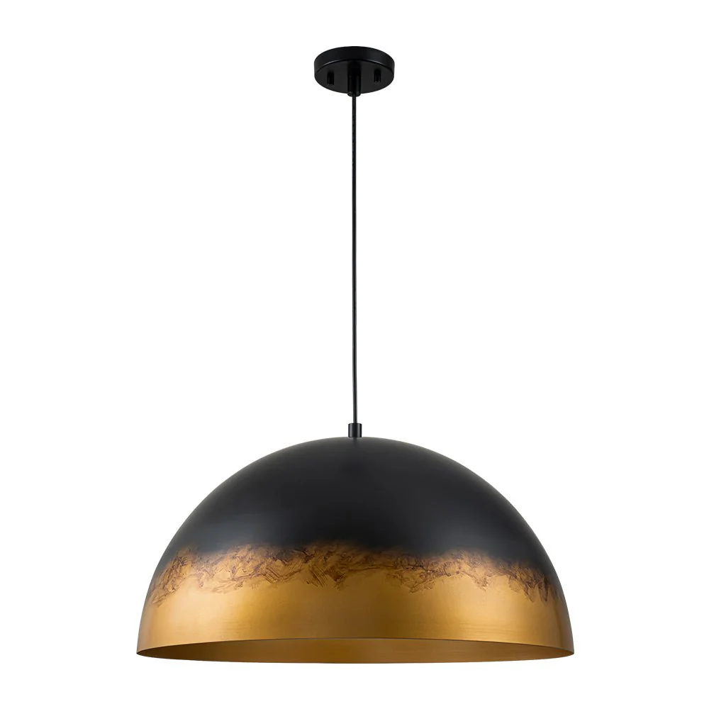 Vintage Luxe Gradient Black Gold Oversized Iron Dome Pendant - Image 5