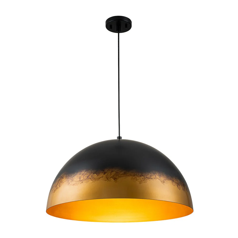 Vintage Luxe Gradient Black Gold Oversized Iron Dome Pendant - Image 6