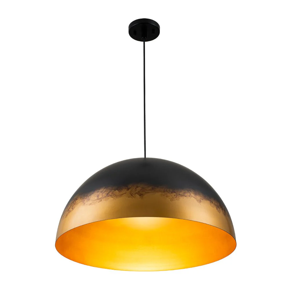 Vintage Luxe Gradient Black Gold Oversized Iron Dome Pendant - Image 7