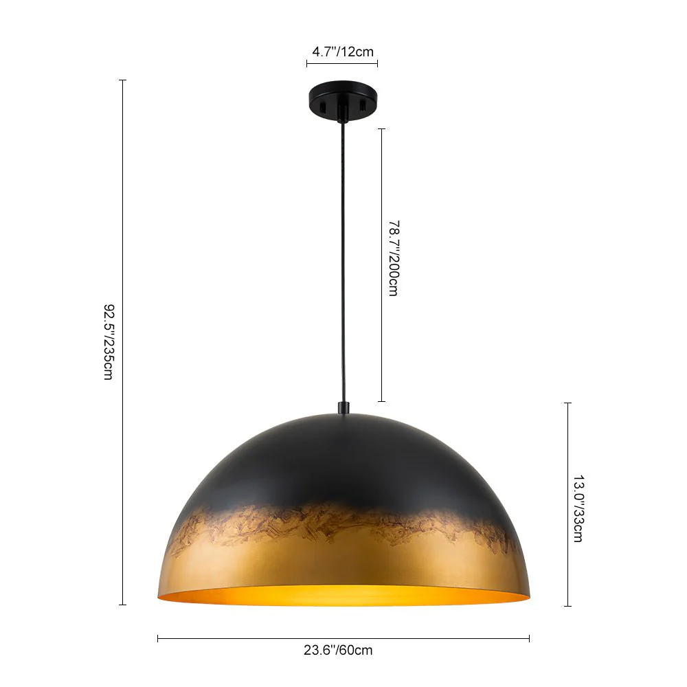 Vintage Luxe Gradient Black Gold Oversized Iron Dome Pendant - Image 8