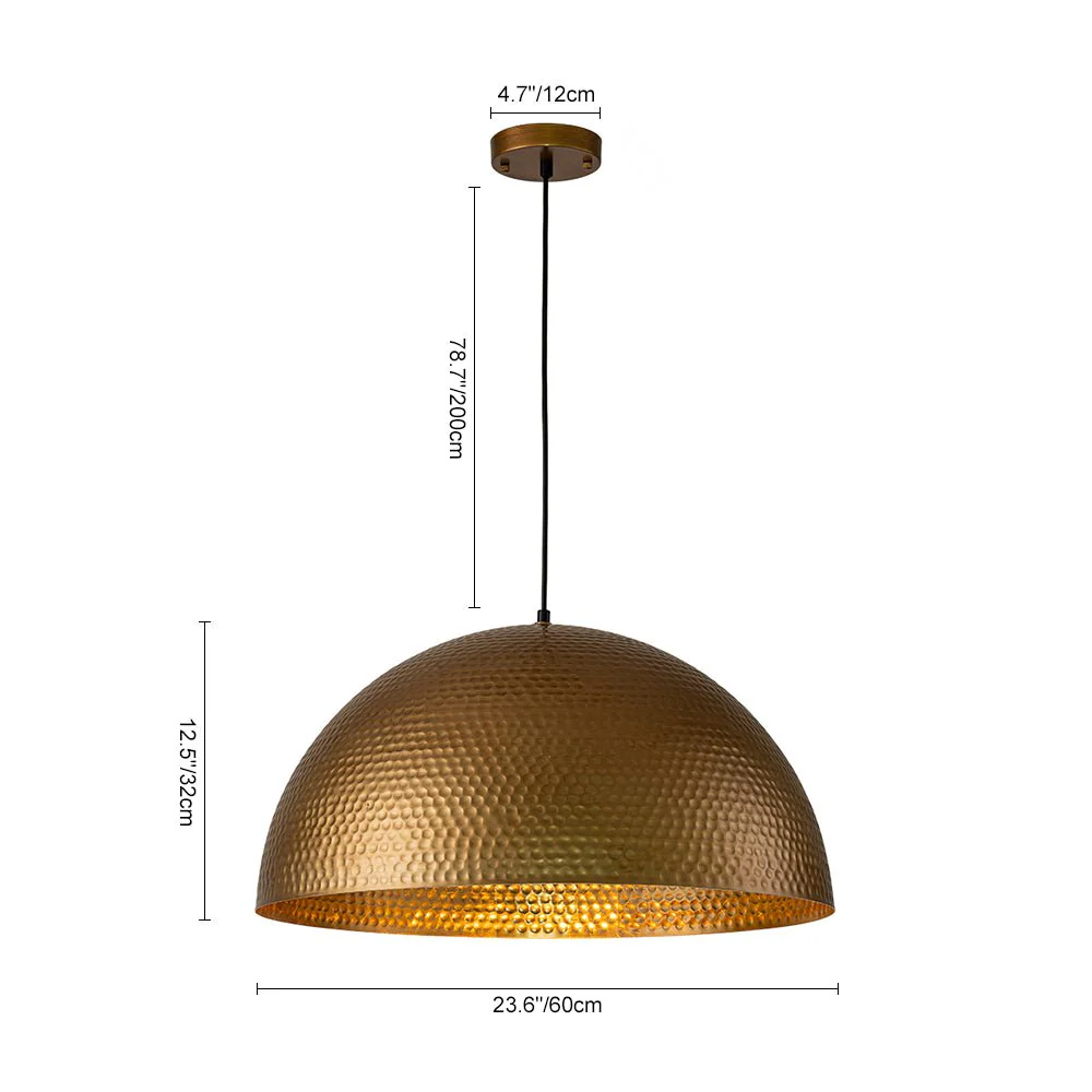 Vintage Luxe Oversized Hammered Dome Pendant Light - Image 24