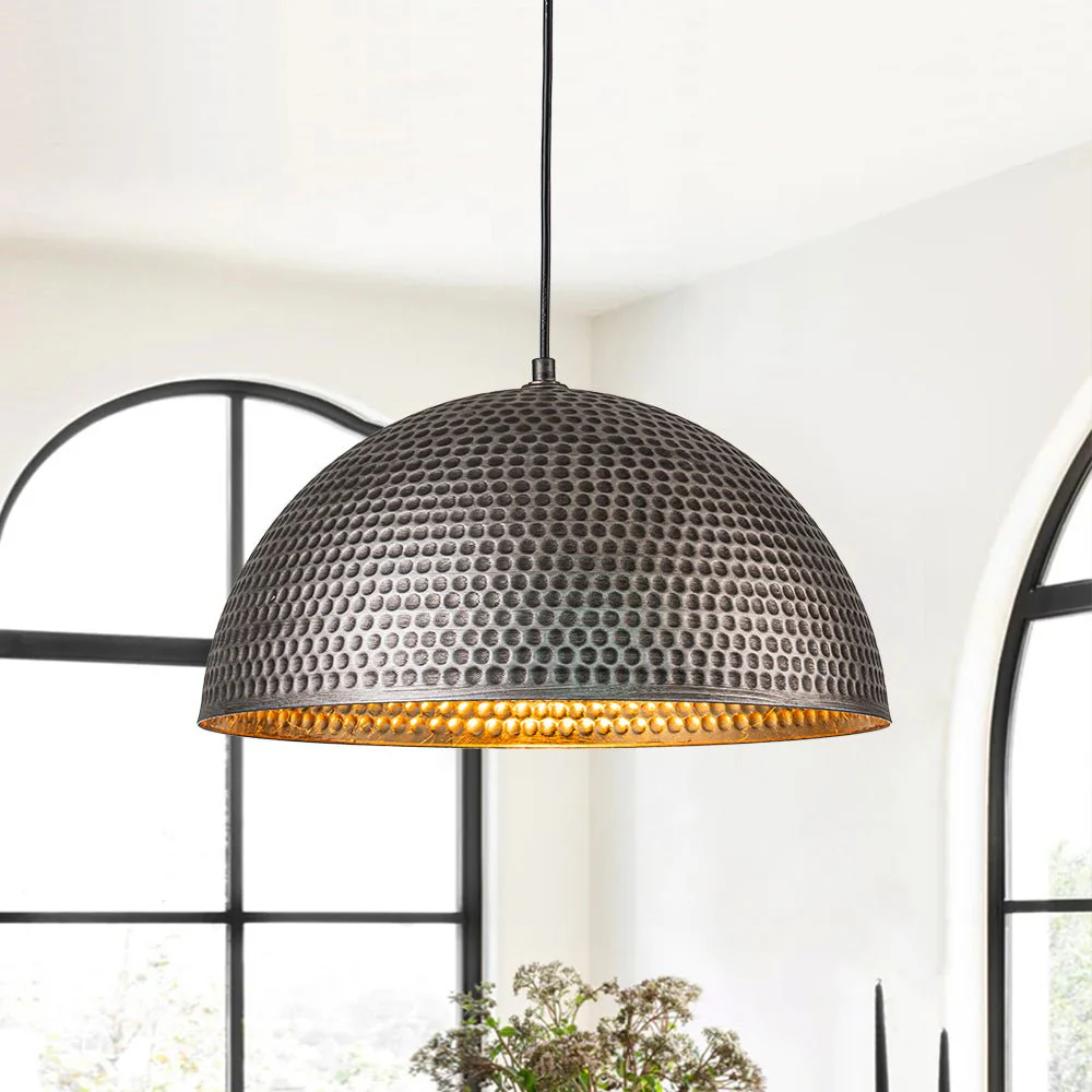 Vintage Luxe Oversized Hammered Dome Pendant Light - Image 3
