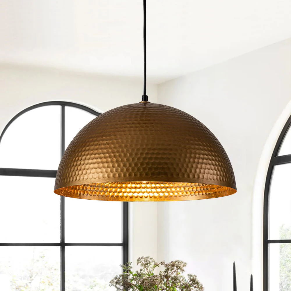 Vintage Luxe Oversized Hammered Dome Pendant Light - Image 5