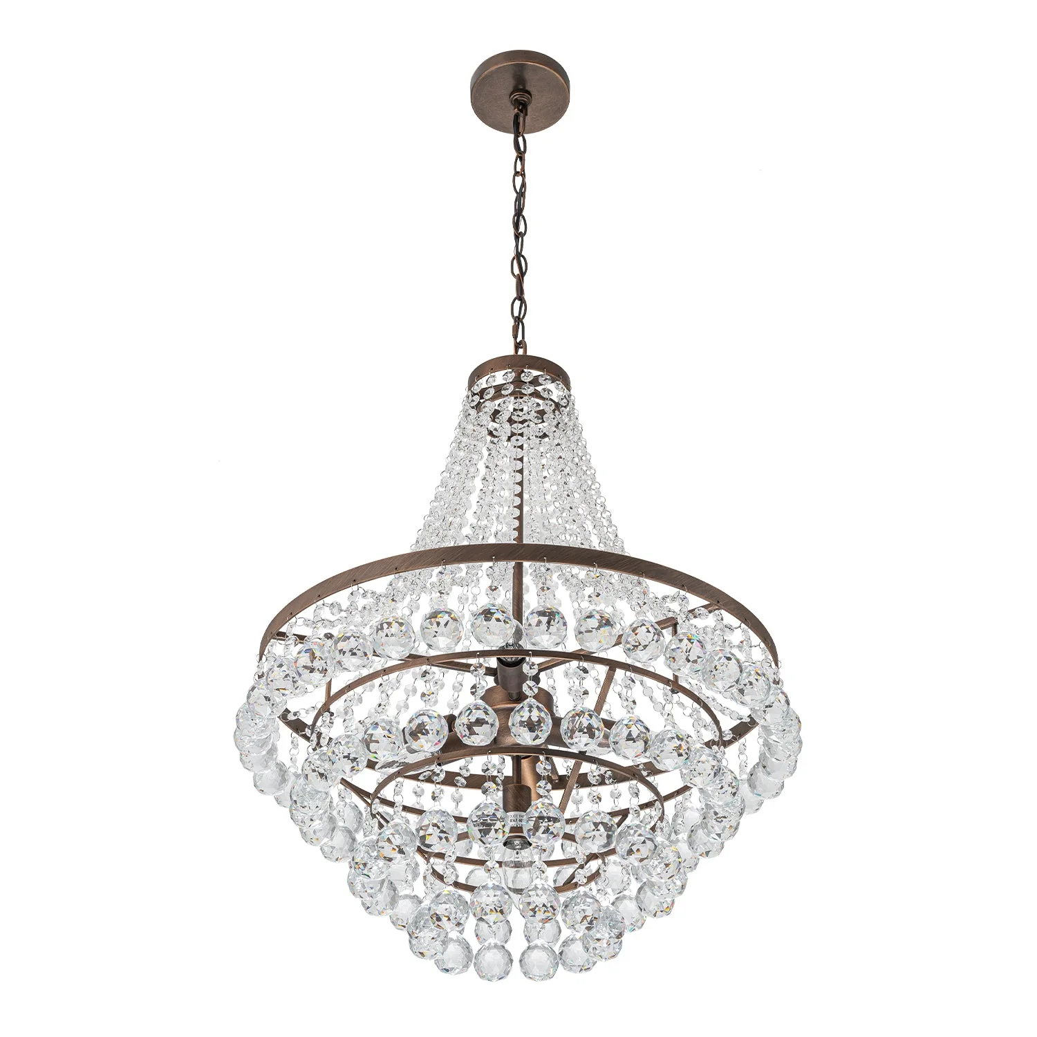 Vintage Luxury Antique Bronze Crystal Empire Chandelier - Image 10