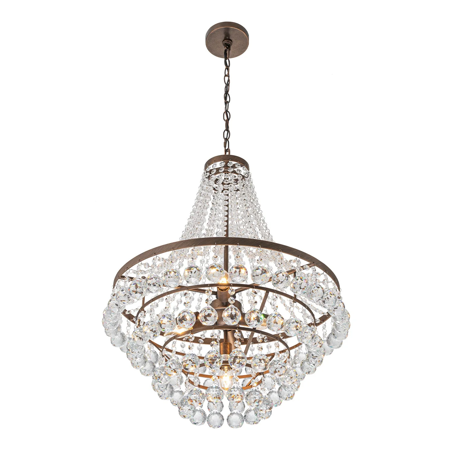 Vintage Luxury Antique Bronze Crystal Empire Chandelier - Image 11