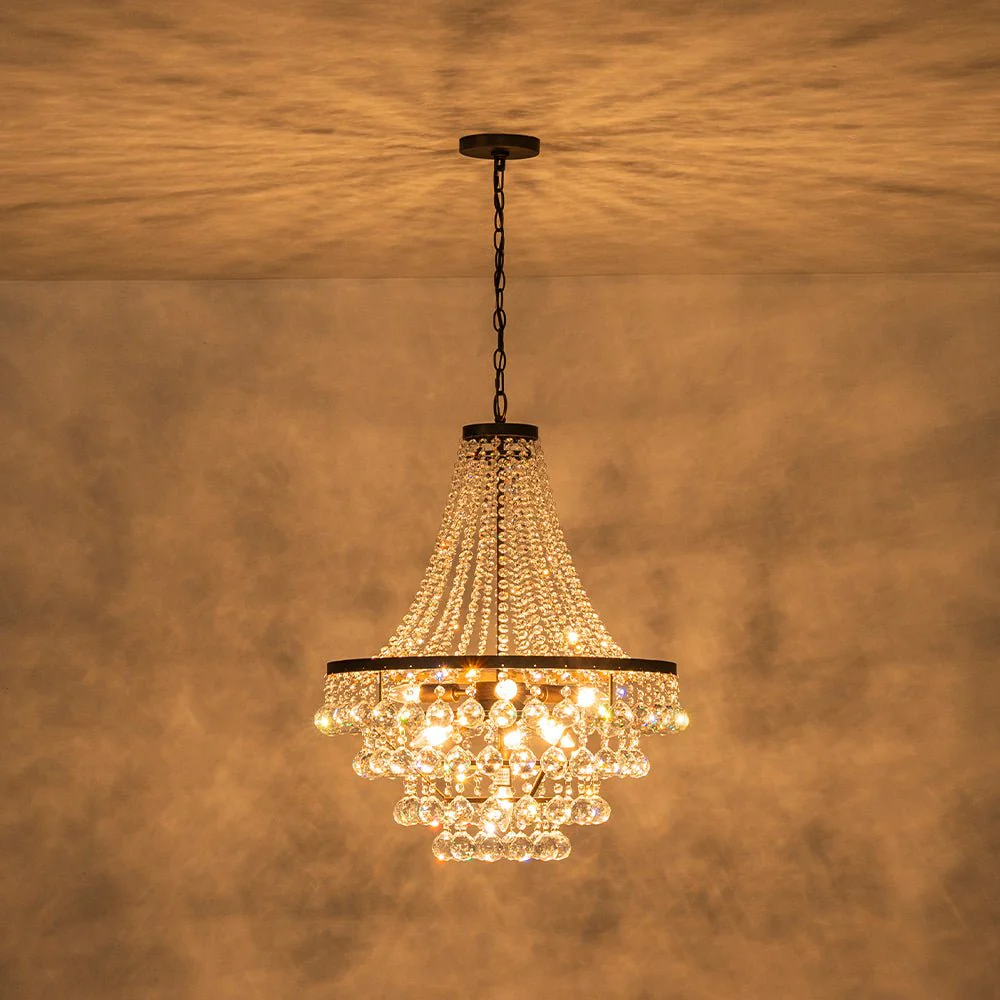 Vintage Luxury Antique Bronze Crystal Empire Chandelier - Image 12