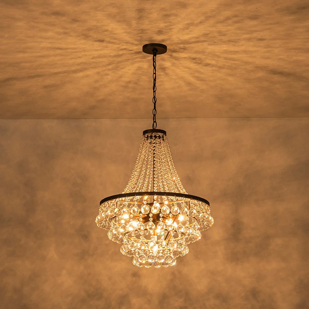 Vintage Luxury Antique Bronze Crystal Empire Chandelier - Image 13