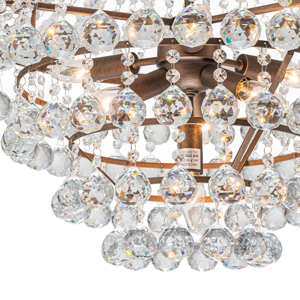 Vintage Luxury Antique Bronze Crystal Empire Chandelier - Image 15