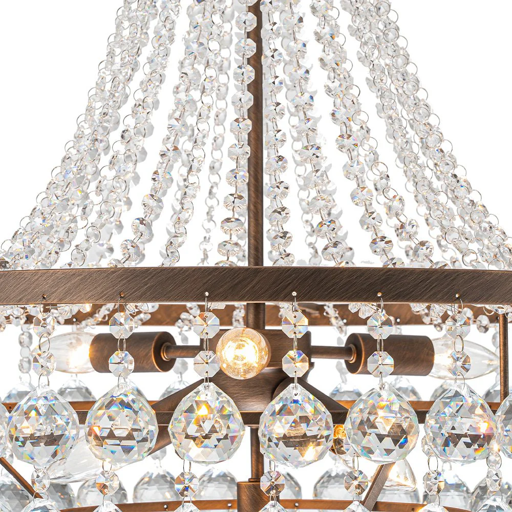 Vintage Luxury Antique Bronze Crystal Empire Chandelier - Image 17