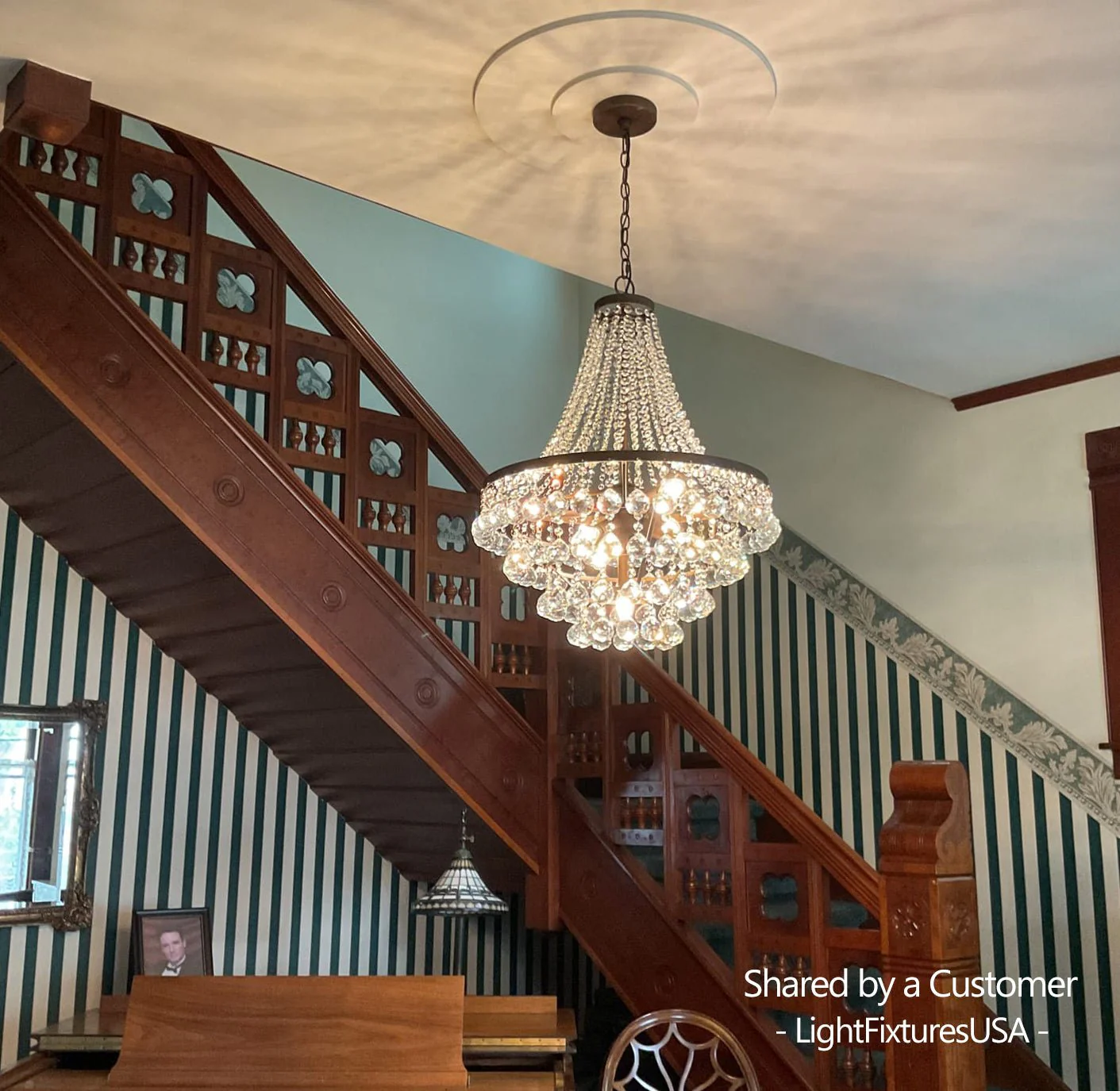 Vintage Luxury Antique Bronze Crystal Empire Chandelier - Image 3