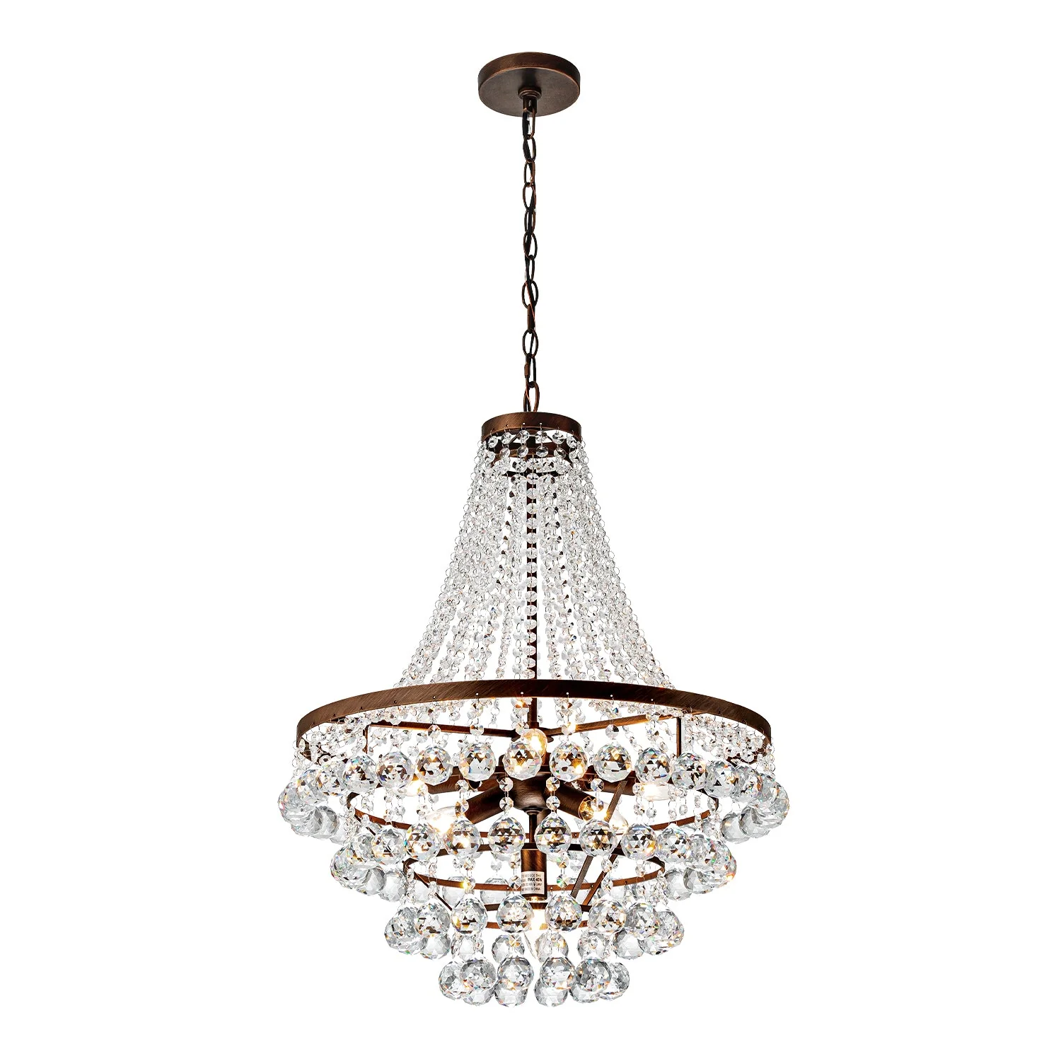 Vintage Luxury Antique Bronze Crystal Empire Chandelier - Image 4