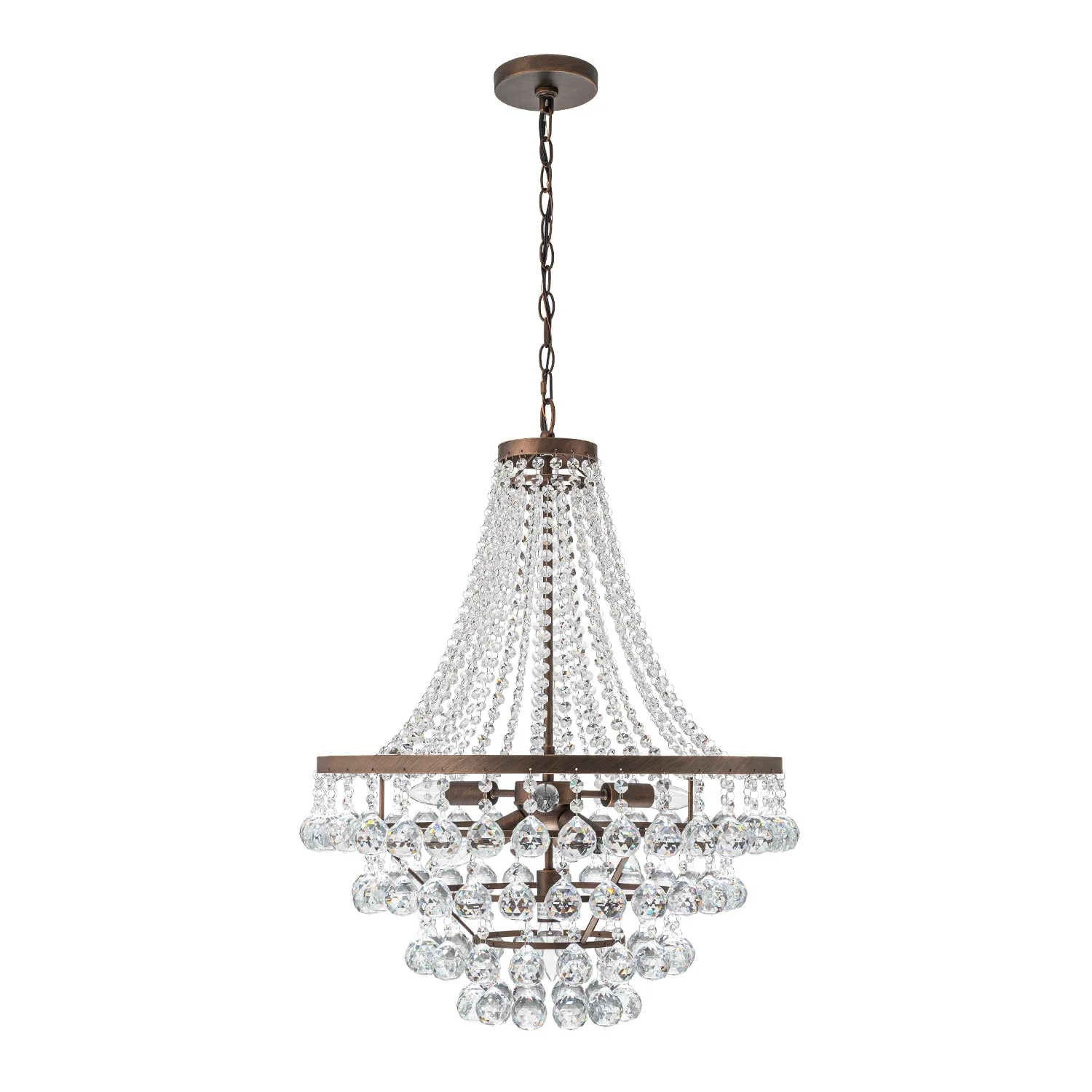 Vintage Luxury Antique Bronze Crystal Empire Chandelier - Image 6