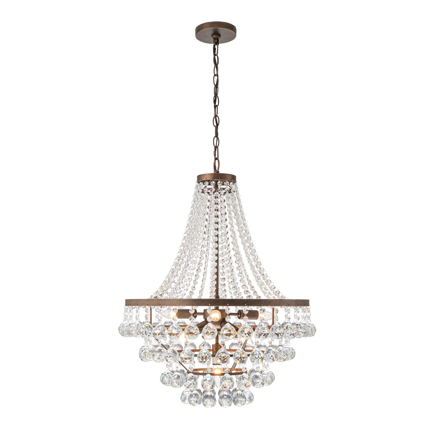 Vintage Luxury Antique Bronze Crystal Empire Chandelier - Image 7