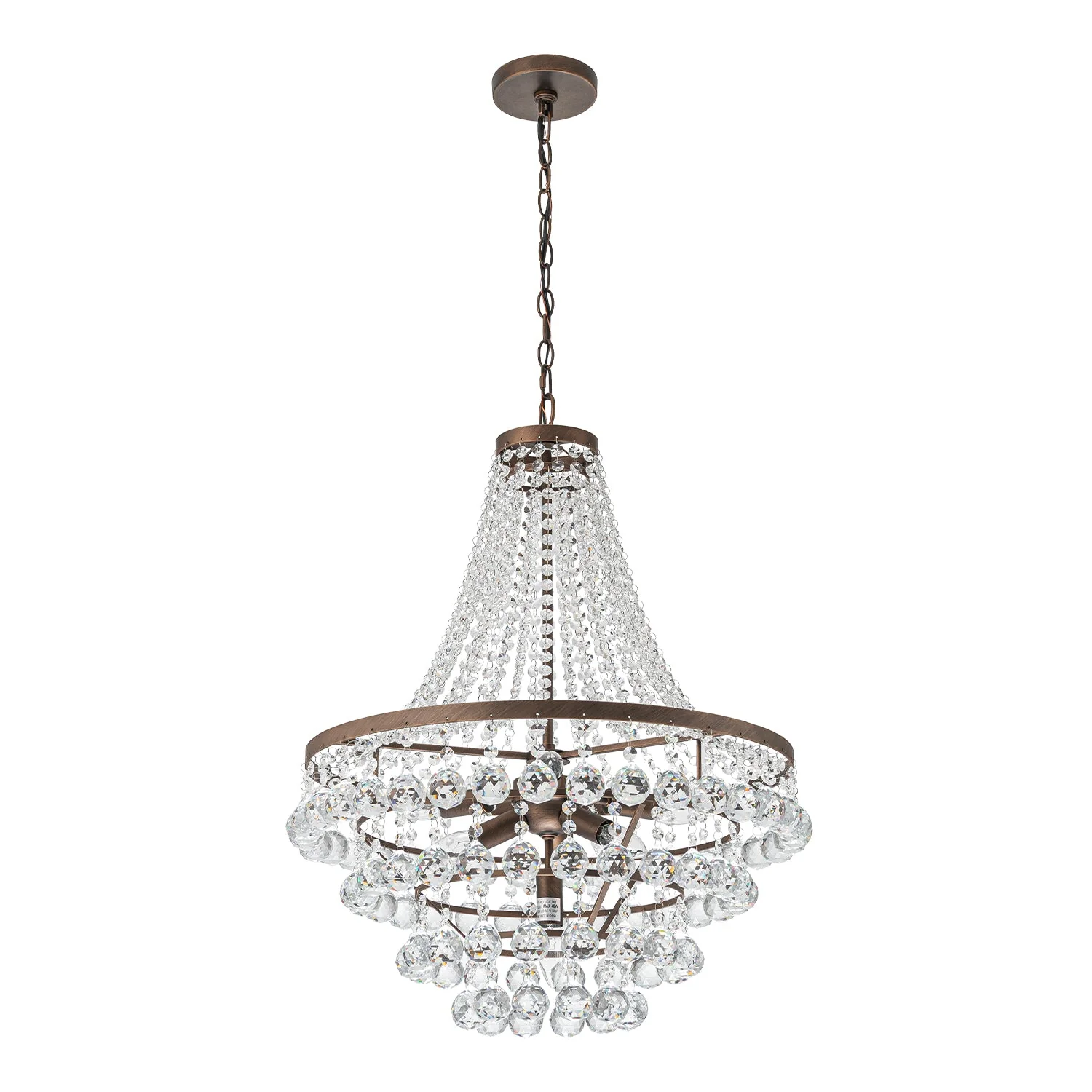 Vintage Luxury Antique Bronze Crystal Empire Chandelier - Image 8