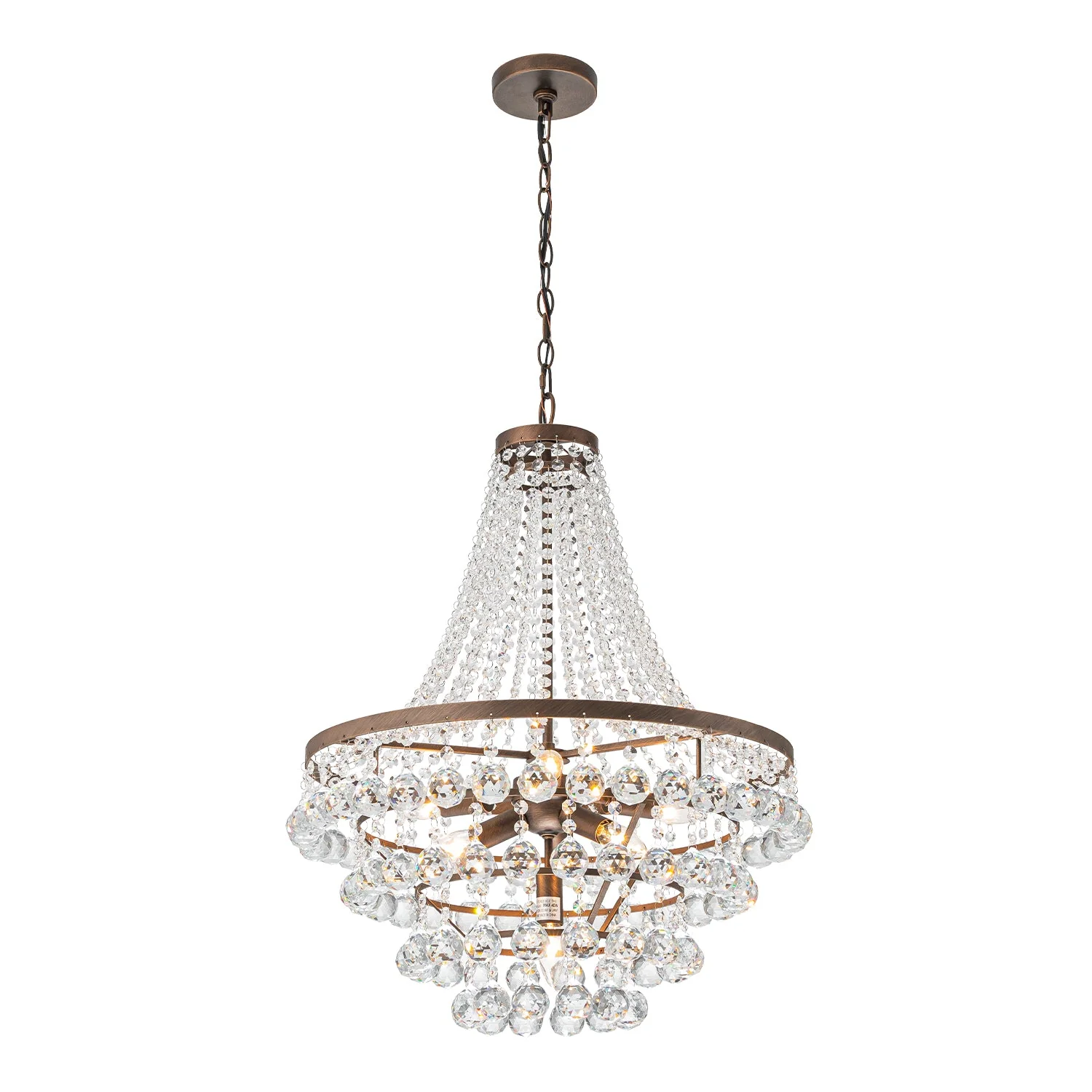 Vintage Luxury Antique Bronze Crystal Empire Chandelier - Image 9