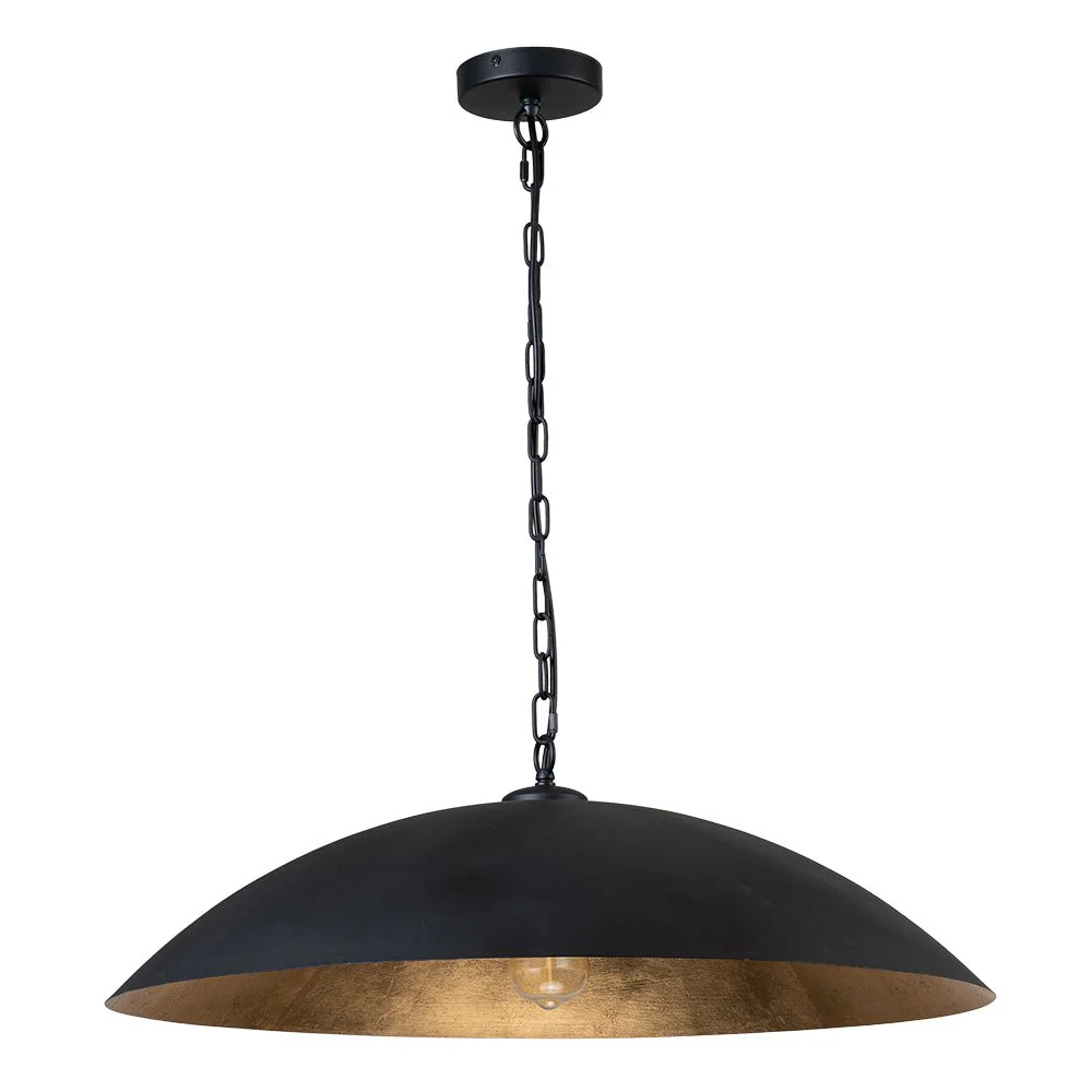 Vintage Oversized Flat Dome Metal Pendant Light - Image 15