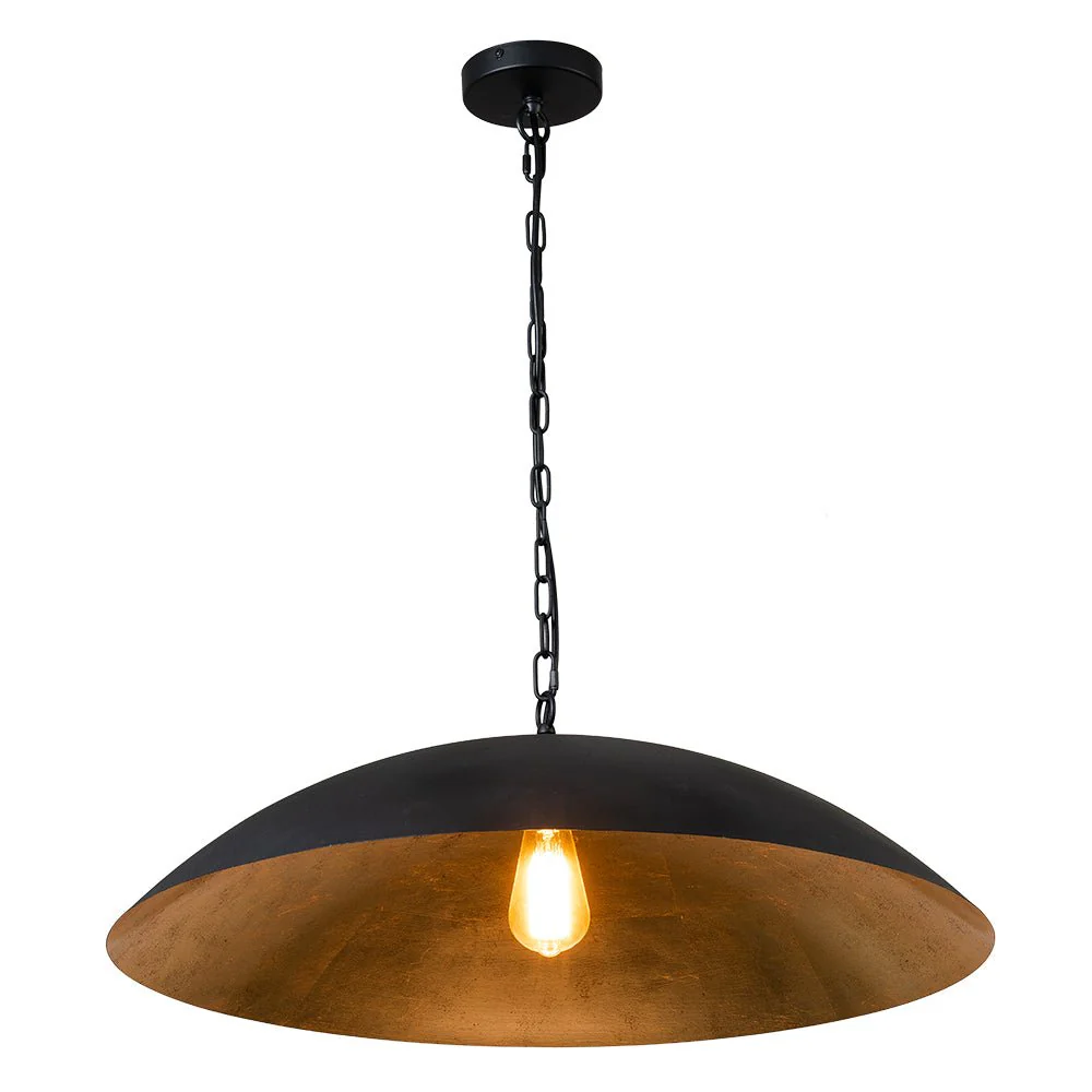 Vintage Oversized Flat Dome Metal Pendant Light - Image 17