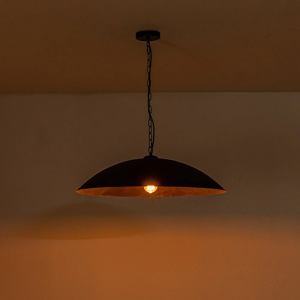 Vintage Oversized Flat Dome Metal Pendant Light - Image 23
