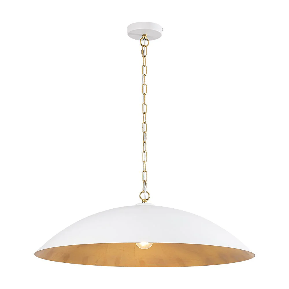 Vintage Oversized Flat Dome Metal Pendant Light - Image 33