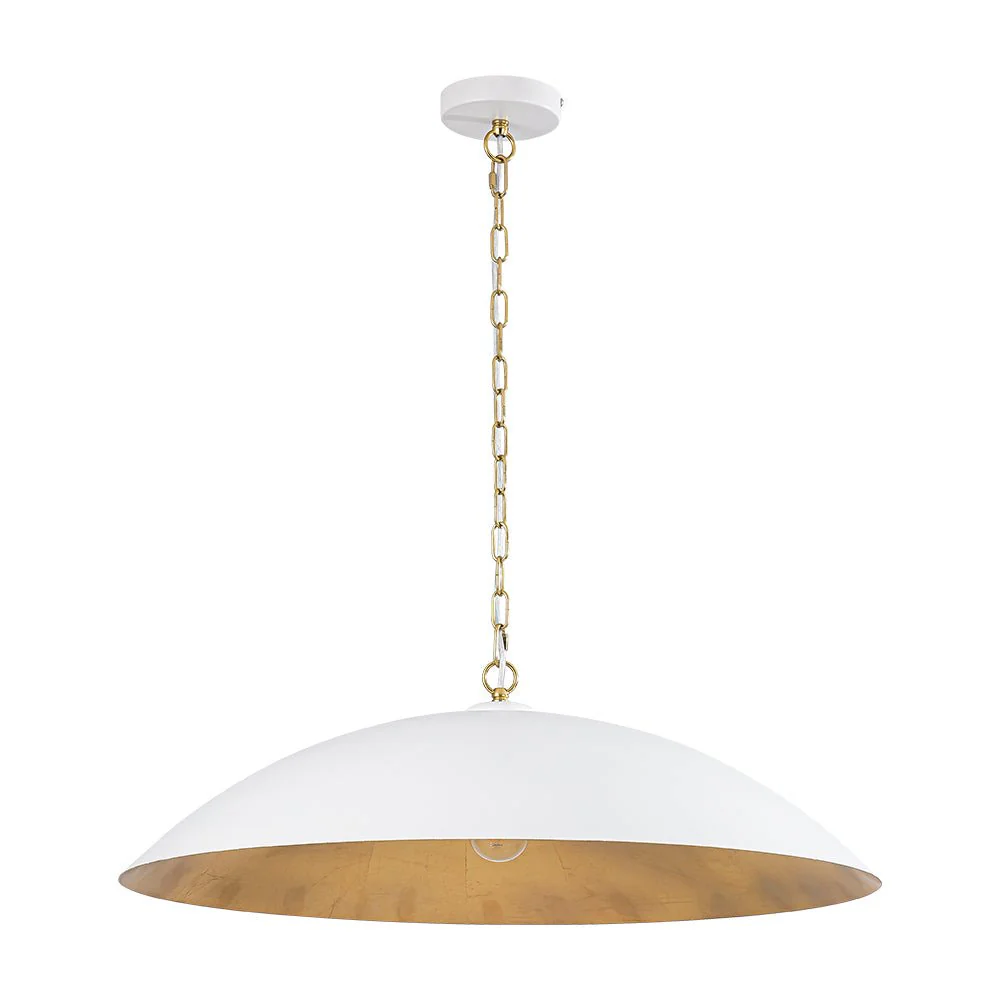Vintage Oversized Flat Dome Metal Pendant Light - Image 34