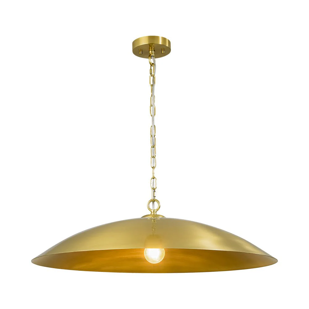 Vintage Oversized Flat Dome Metal Pendant Light - Image 39