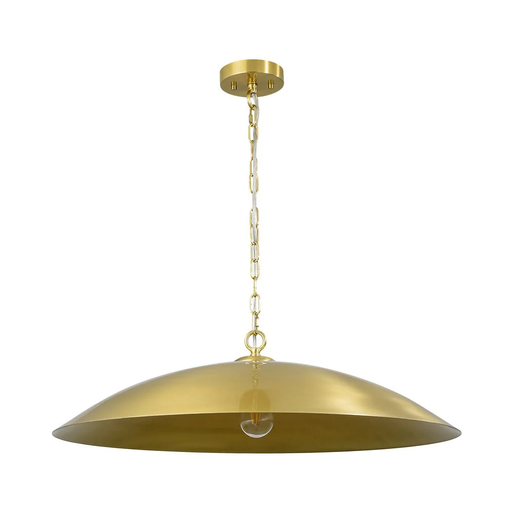 Vintage Oversized Flat Dome Metal Pendant Light - Image 40